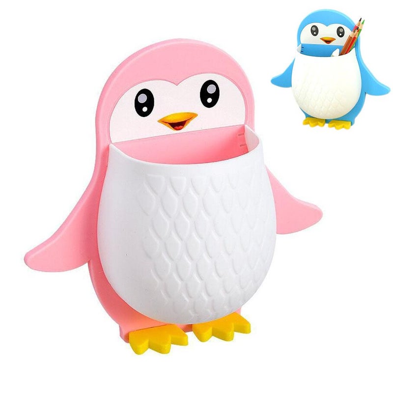 Cartoon penguin storage rack for makeup tools, dormitory bathroom toothbrush storage, bedside mobile phone wall mount.